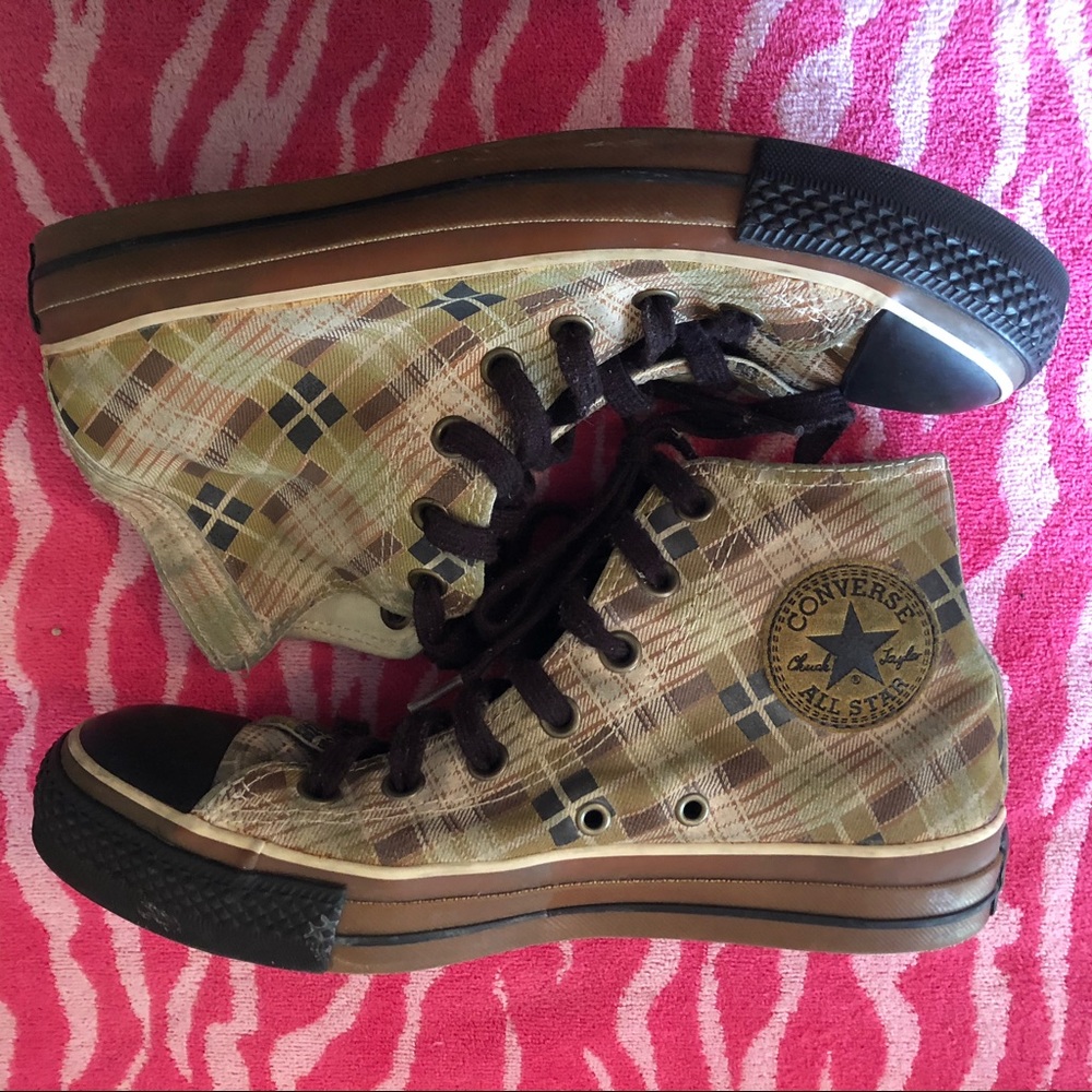 Genuine Leather Plaid Converse Hi-Tops